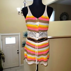 Crochet / Knitted 2piece Short Set NWT